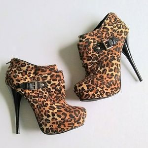 Charlotte Russe Leopard Booties Heels